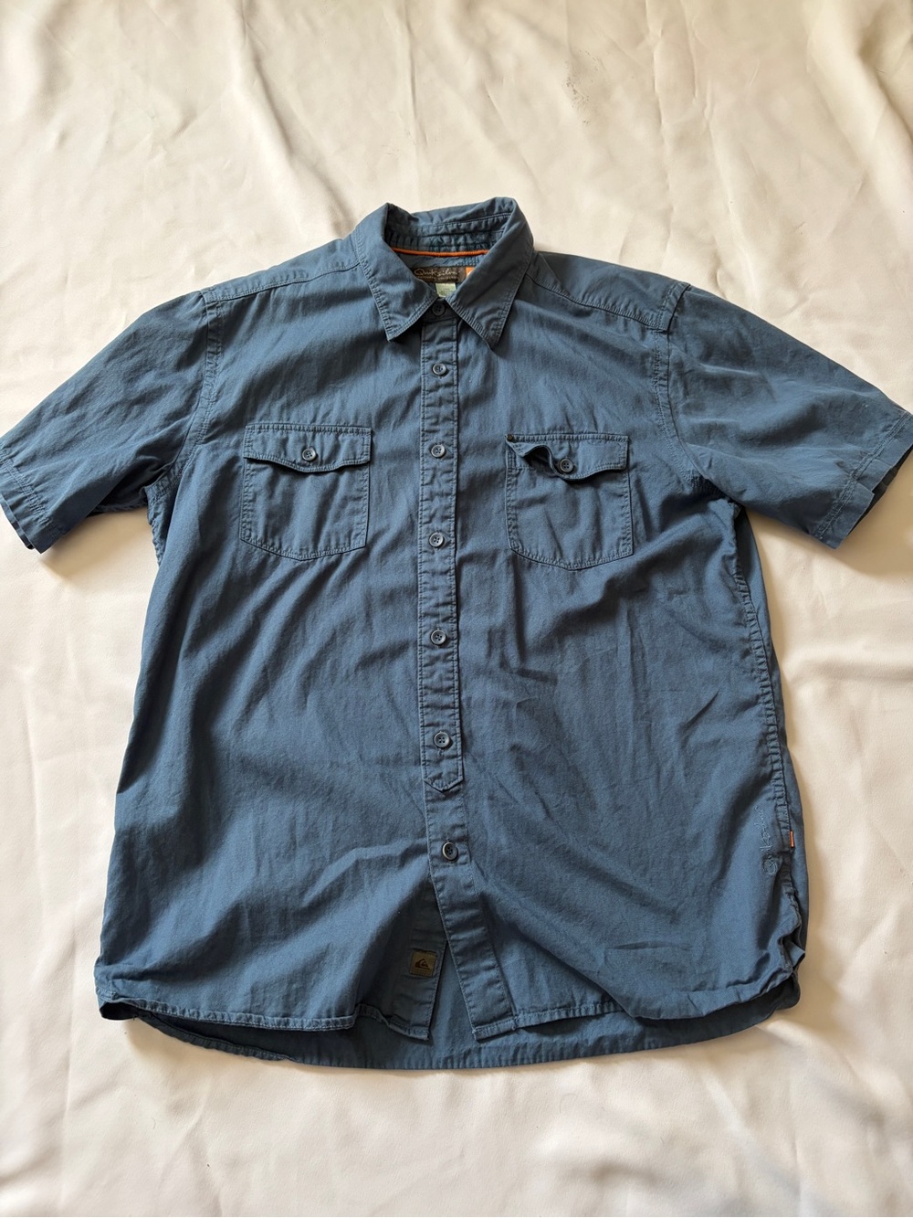 Quiksilver Slate Blue Short-Sleeve Button-Down Shirt